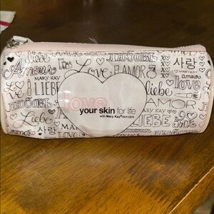 Mary Kay Love Your Skin Pink and White Cosmetic Bag